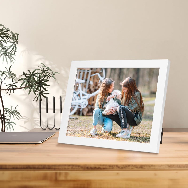 Frametory, 8.5x11 Picture Frame with Glass, Tabletop & Wall Horizontal or Vertical Display, 8 1/2 x 11 Photo Frame for Diploma, Documents (White, 2-Pack) - Image 2